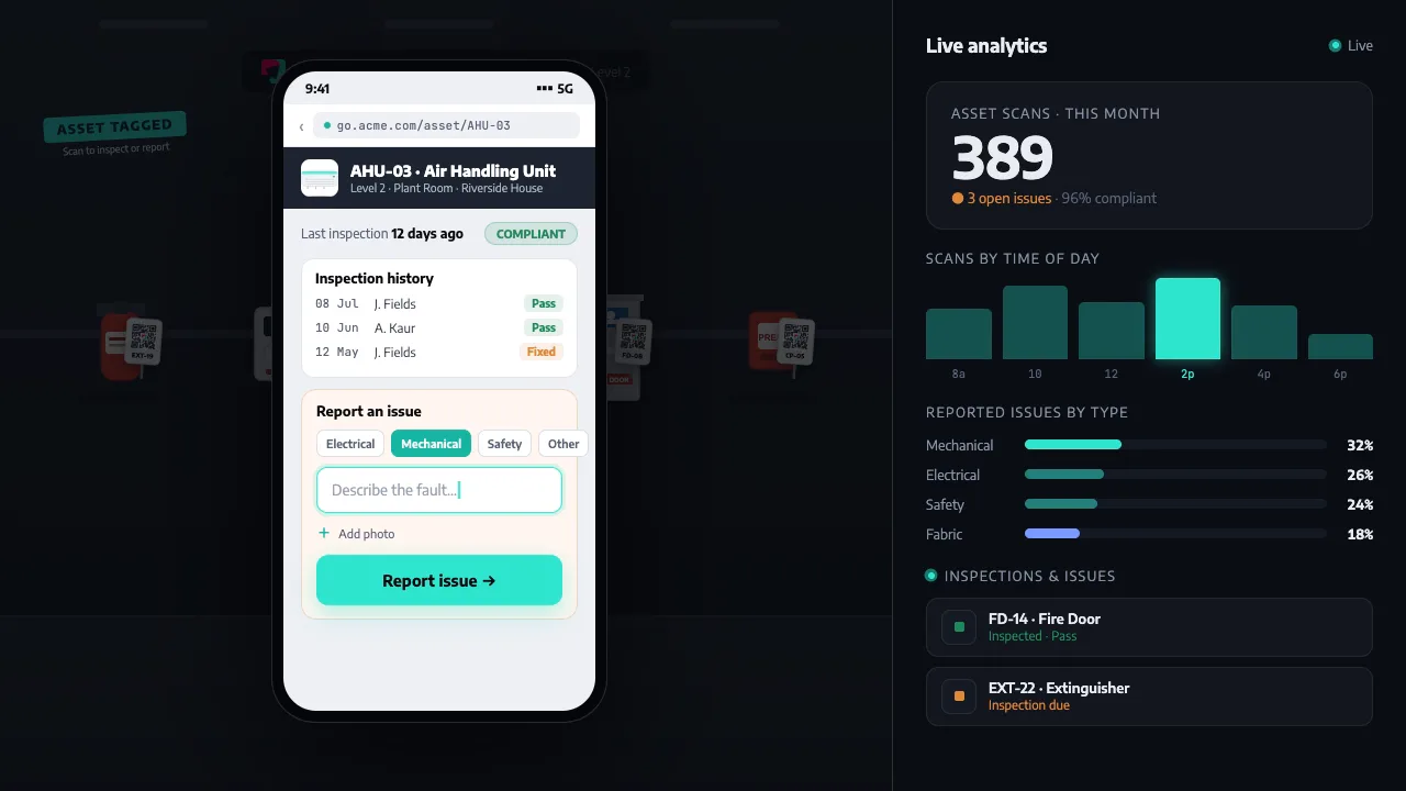 A QR code on every asset — xengo QR journey