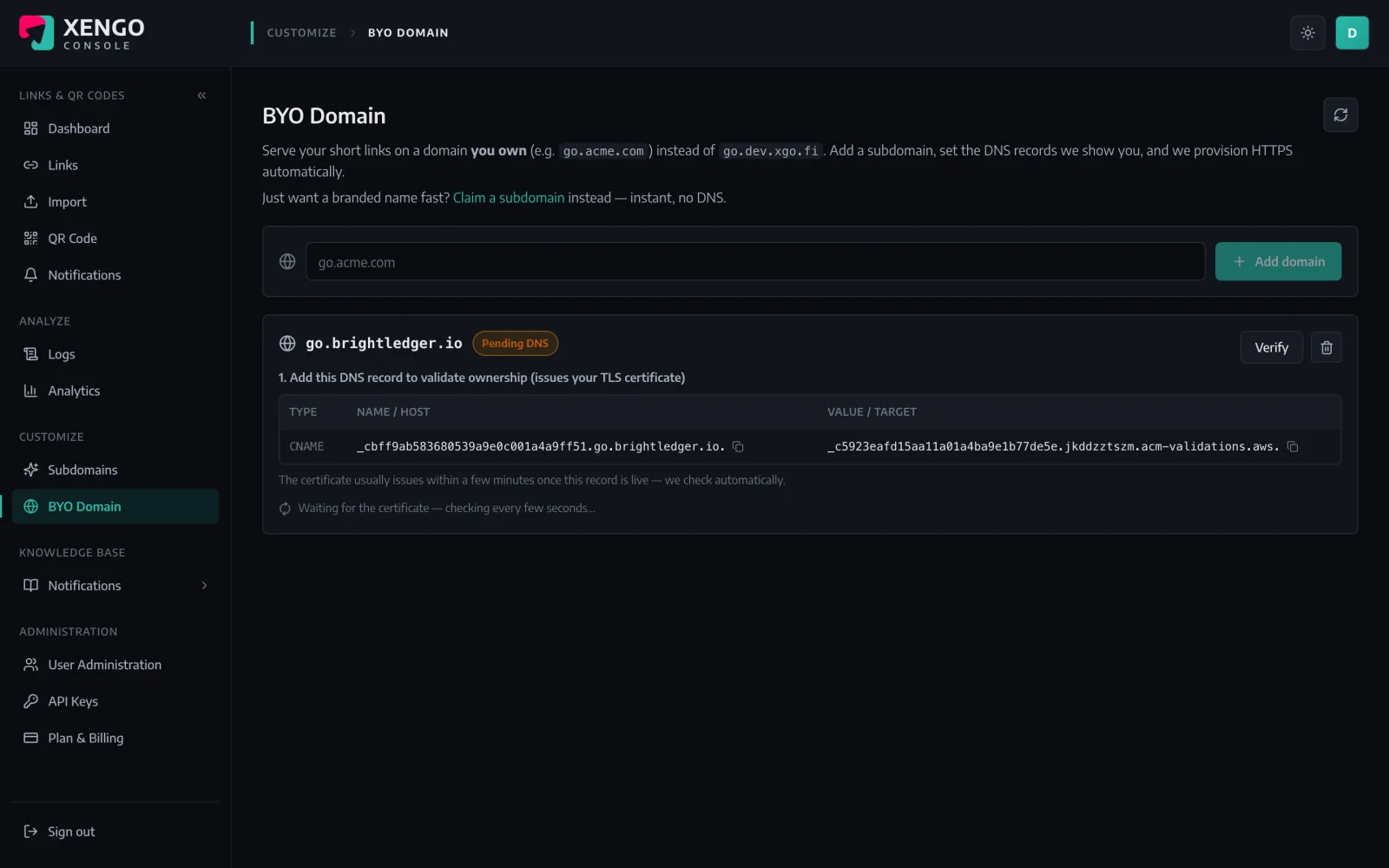 Your own domain, secured